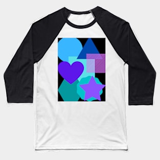 Collage of shapes black background Baseball T-Shirt